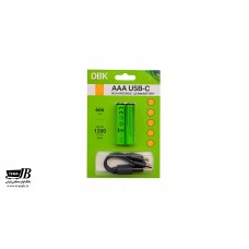 باتری نیم قلم شارژی تایپ سی دی بی کی مدل 666mWh بسته 2 عددی