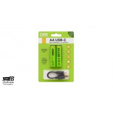 باتری قلم شارژی تایپ سی دی بی کی مدل 2200mWh بسته 2 عددی