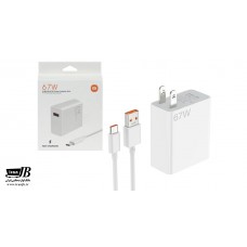 آدابتور  67 وات شیائومی مدل MDY-12-ES پین اروپایی با کابل تایپ س