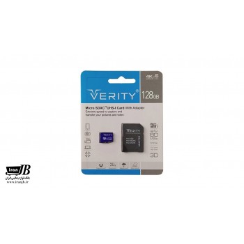 تصویر کارت حافظه وریتی مدل U3 ظرفیت ۱۲۸ گیگ سرعت ۸۰MBps با آداپتور 